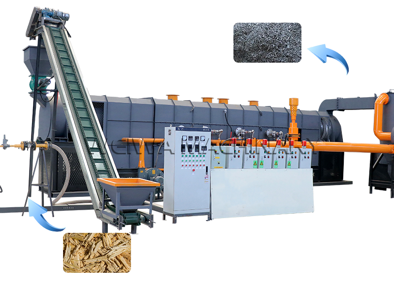 Sugarcane bagasse continuous carbonization furnace