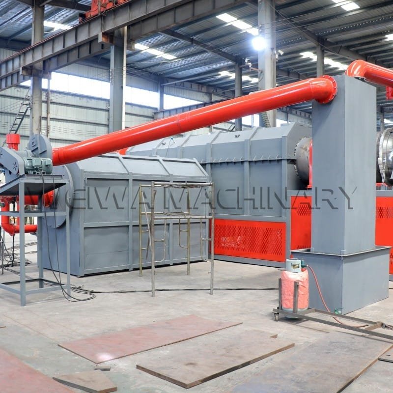 Continuous carbonization furnace with secondary combustion chamber