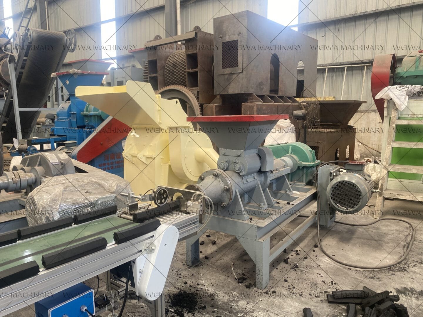 Charcoal stick extruder test run